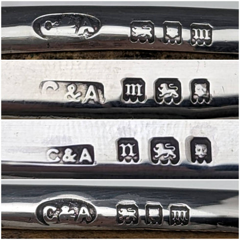 1927 年英國復古純銀和皮革手柄刷子套裝 4 件套 Collet 和 Anderson